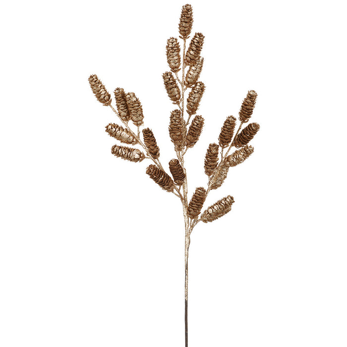 26" Glittered Artificial Pinecone Stem -Bronze (Pack of 24) - XAQ781-BZ