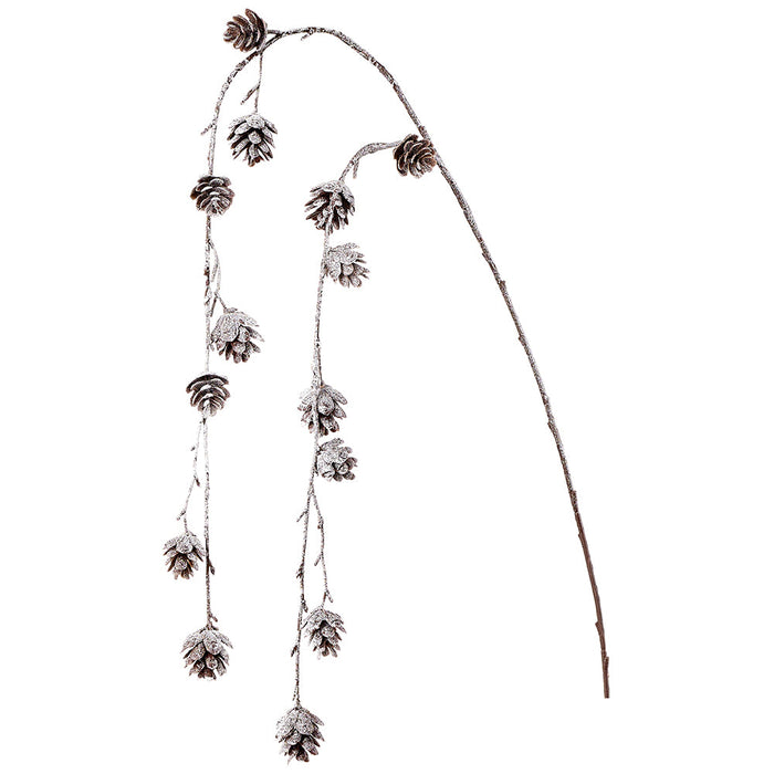 36" Hanging Glittered Artificial Pinecone Stem -Brown (Pack of 12) - XAQ807-BR