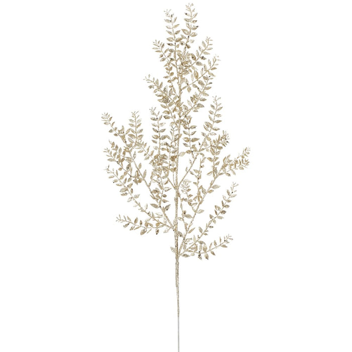 30" Glittered Artificial Mini Smilax Leaf Stem -Light Champagne (Pack of 24) - XAQ831-CN/LT