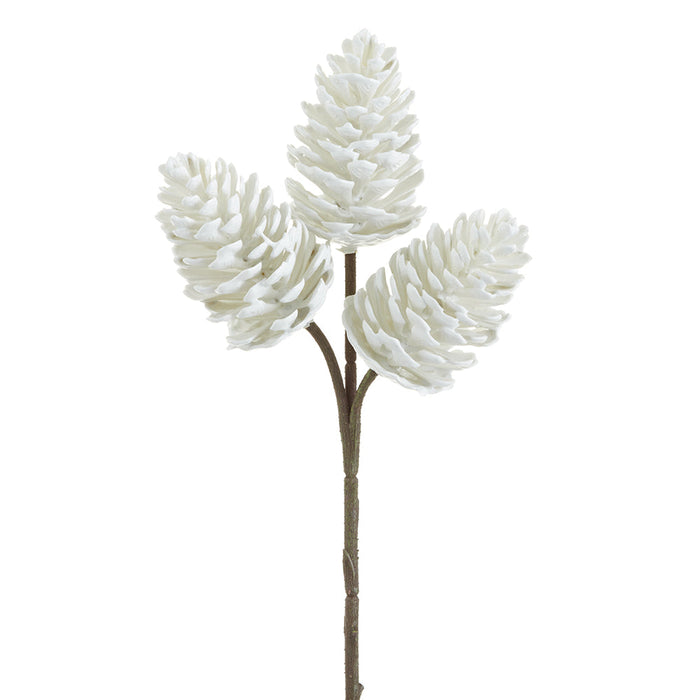 12" Plastic Artificial Pinecone Stem Pick -White (Pack of 24) - XAQ986-WH