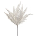 15" Glittered Artificial Fern Leaf Stem -White (pack of 6) - XAR171-WH