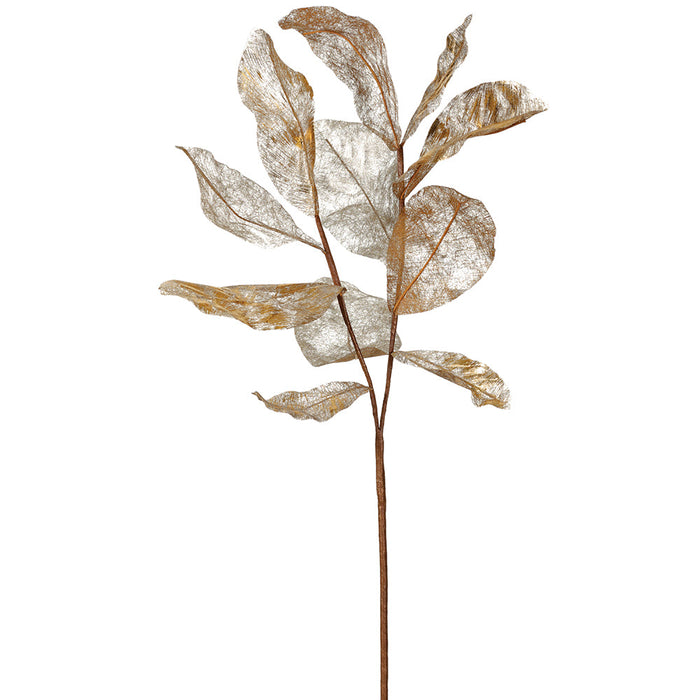 31" Metallic Artificial Magnolia Leaf Stem -Gold (Pack of 12) - XAR281-GO