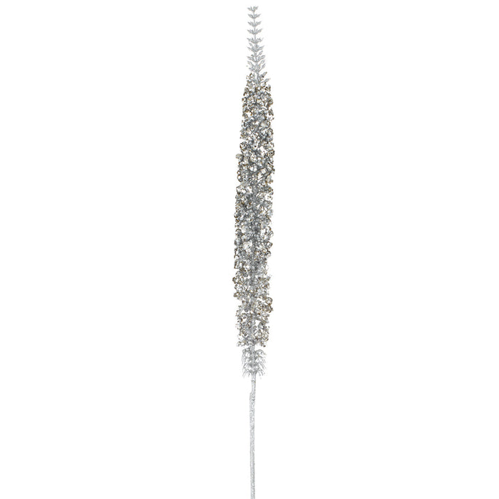 37" Glittered Artificial Foxtail Flower Stem -Silver (Pack of 12) - XAR527-SI