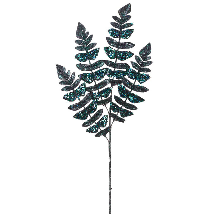 32" Glittered Artificial Fern Stem -Green (Pack of 12) - XAR530-GR