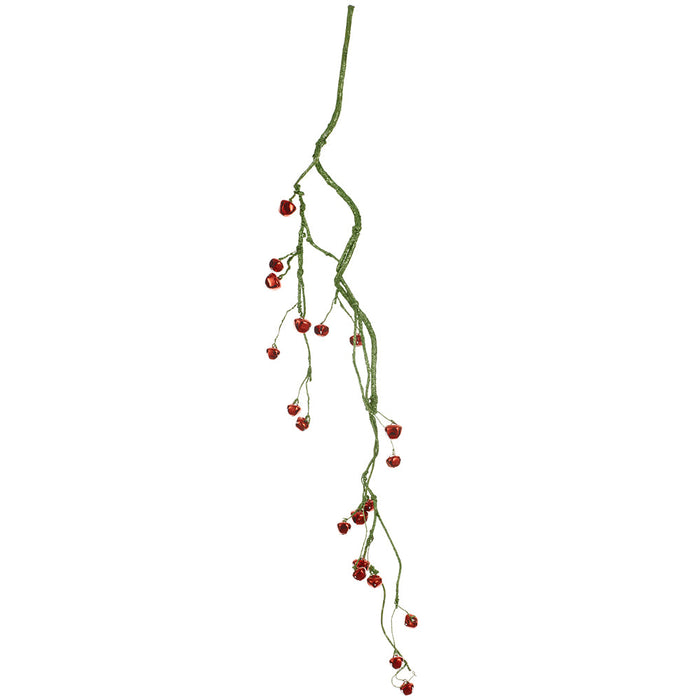 35" Hanging Glittered Artificial Vine Stem With Bells -Red/Green (Pack of 12) - XAR534-RE/GR