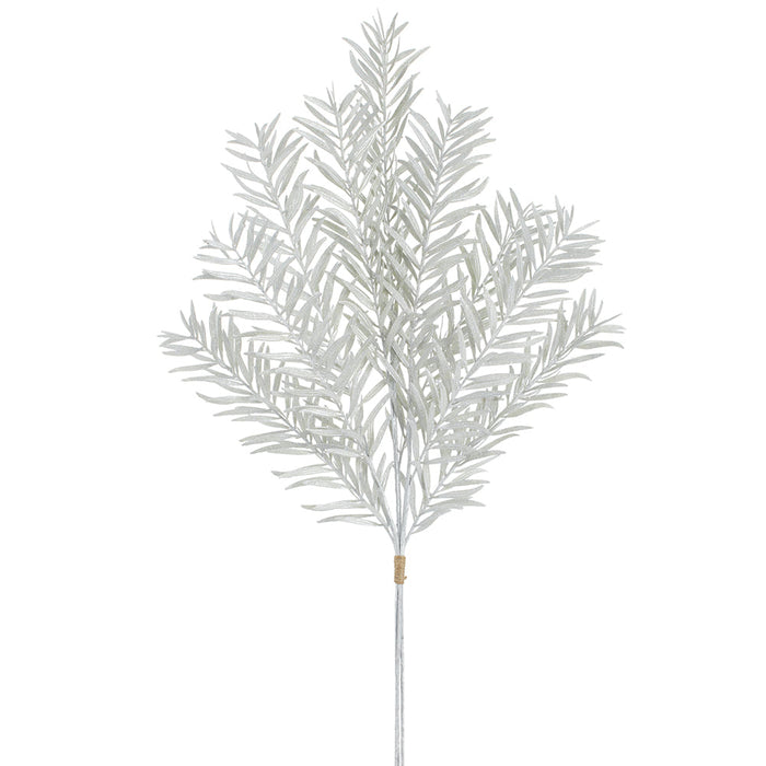 33" Glittered Artificial Yew Stem Bundle -White (Pack of 12) - XAR539-WH