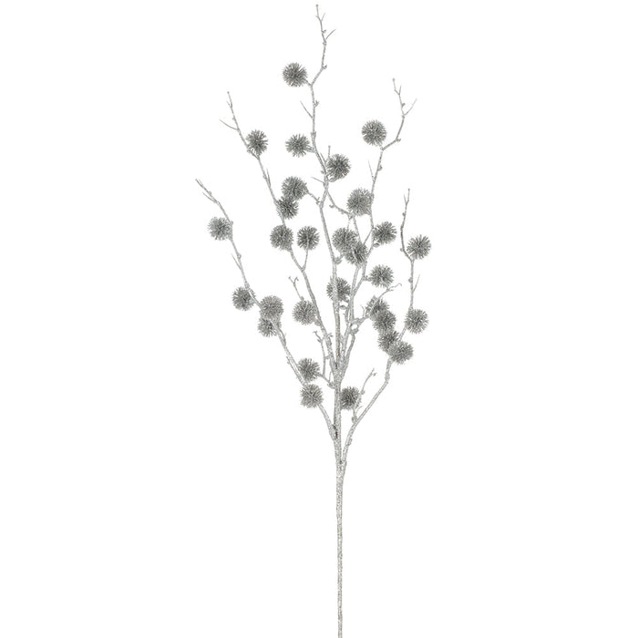 31" Flocked Artificial Thistle Flower Stem -Silver (Pack of 12) - XAR545-SI
