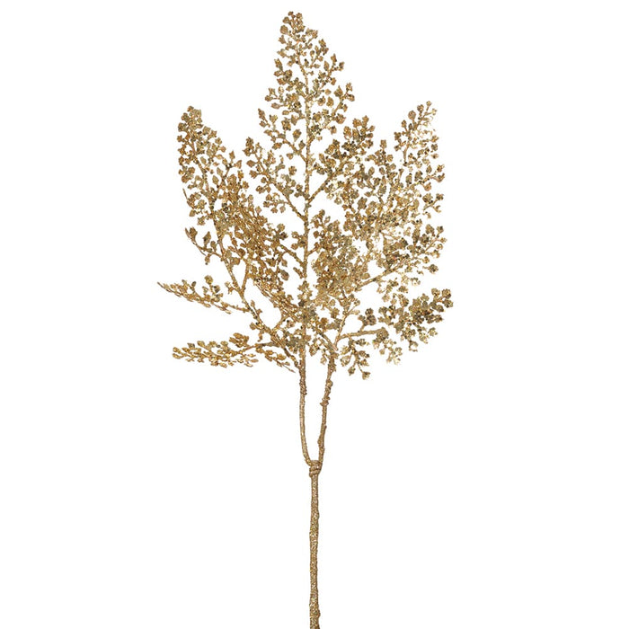 24" Sequin Artificial Fern Leaf Stem -Gold (Pack of 24) - XAR548-GO