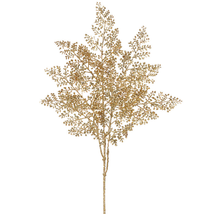 43" Sequin Artificial Fern Leaf Stem -Gold (pack of 12) - XAR550-GO