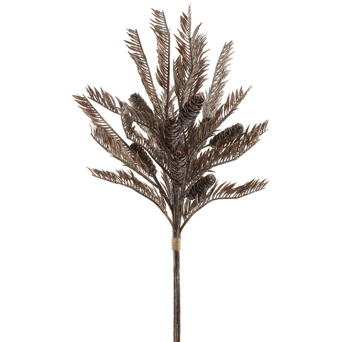 24" Glittered Artificial Pine & Pinecone Stem Bundle -Brown (Pack of 12) - XAR582-BR