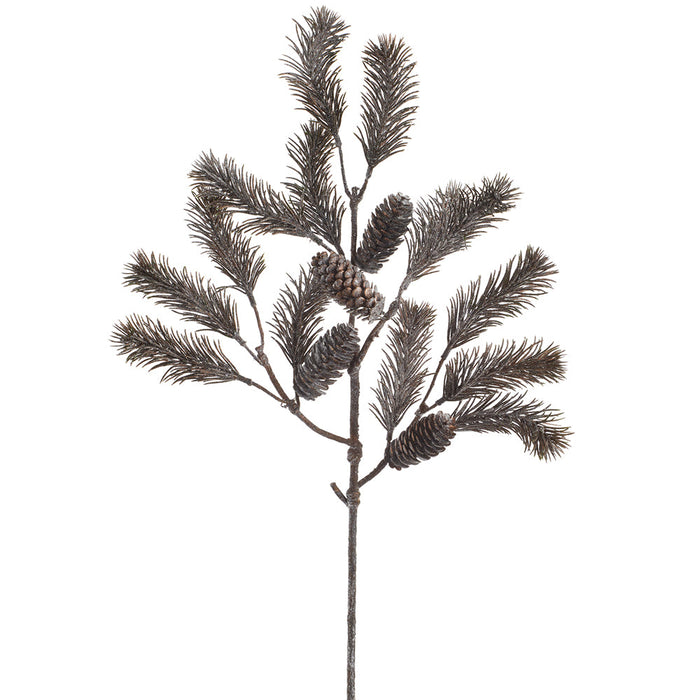 29" Glittered Artificial Pine & Pinecone Stem -Brown (Pack of 12) - XAR583-BR
