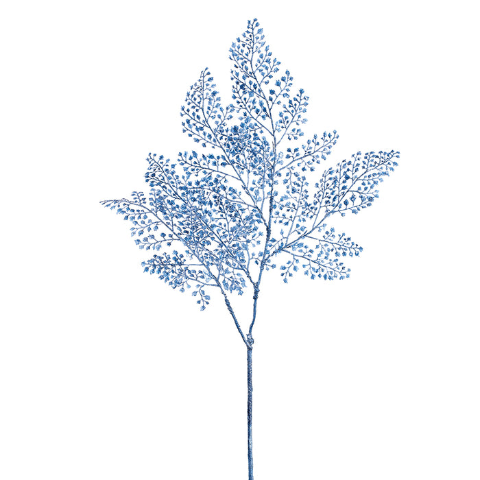 31" Glittered Artificial Maidenhair Fern Stem -Blue (pack of 12) - XAS000-BL