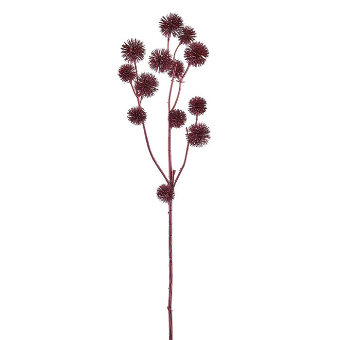 25" Metallic Artificial Globe Thistle Flower Stem -Red (Pack of 12) - XAS060-RE