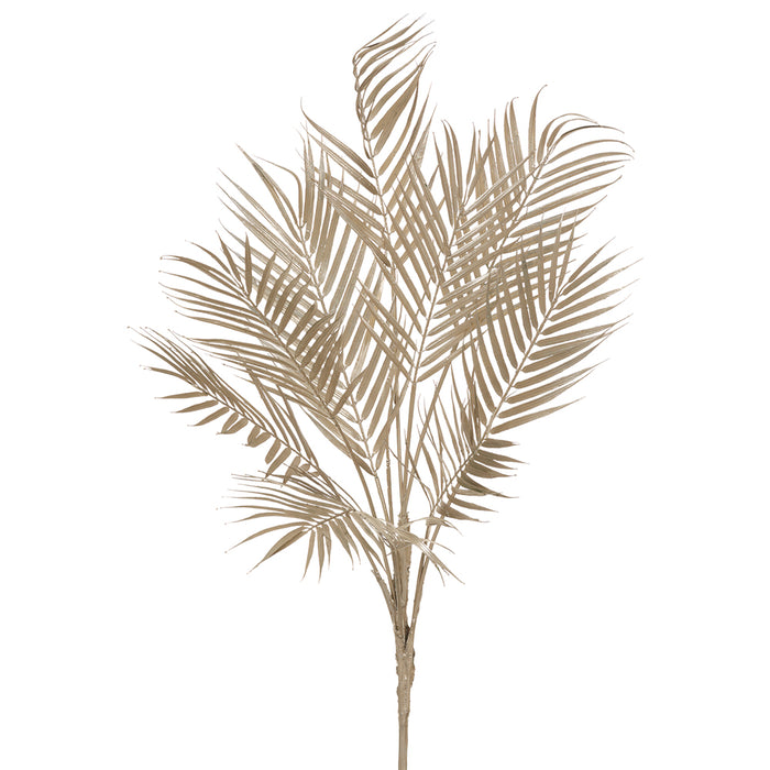 champagne palm plant 31" Metallic Artificial Areca Palm Leaf Stem -Champagne — Silks Are Forever