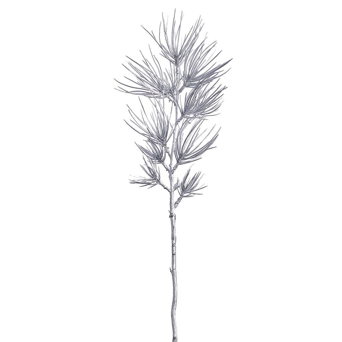 18.5" Metallic Artificial Needle Pine Stem -Silver (Pack of 12) - XAS097-SI