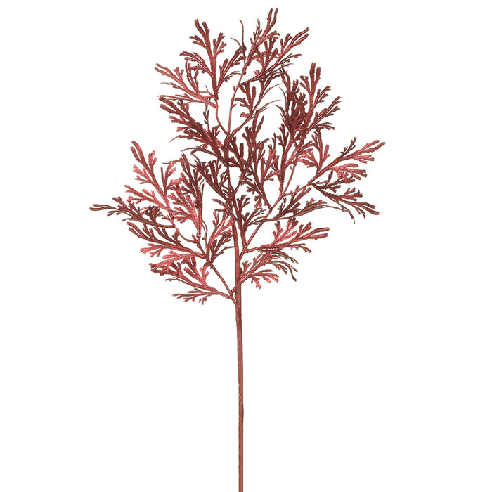 27" Metallic Artificial Fern Leaf Stem -Red (pack of 12) - XAS098-RE