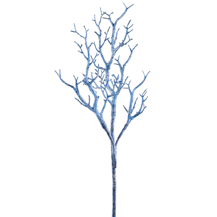 26" Glittered Artificial Twig Stem -Blue (pack of 12) - XAS119-BL