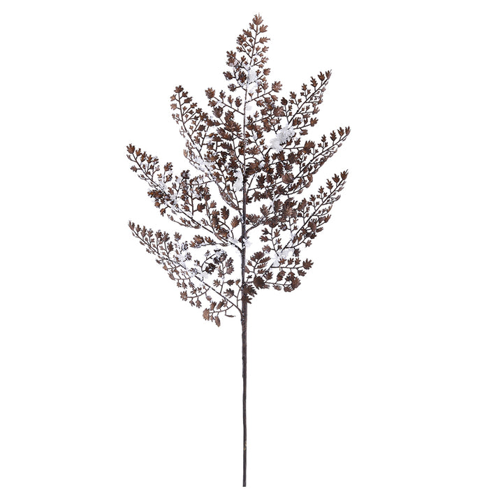26" Snowed Artificial Maidenhair Fern Leaf Stem -Brown (pack of 12) - XAS150-BR/SN