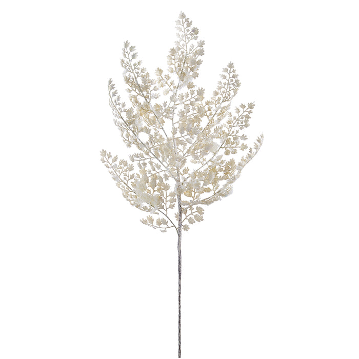 26" Snowed Artificial Maidenhair Fern Leaf Stem -Cream (pack of 12) - XAS150-CR/SN
