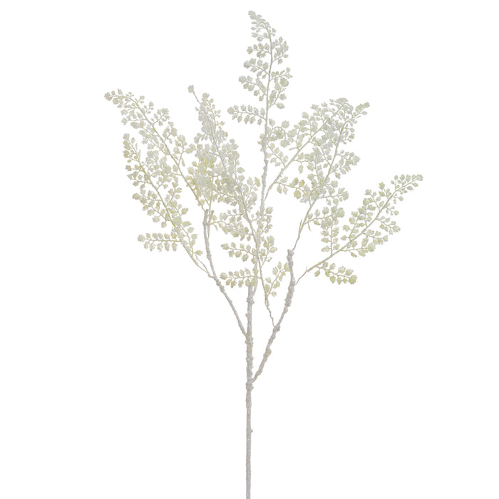 33" Glittered Artificial Maidenhair Fern Stem -White (pack of 12) - XAS166-WH