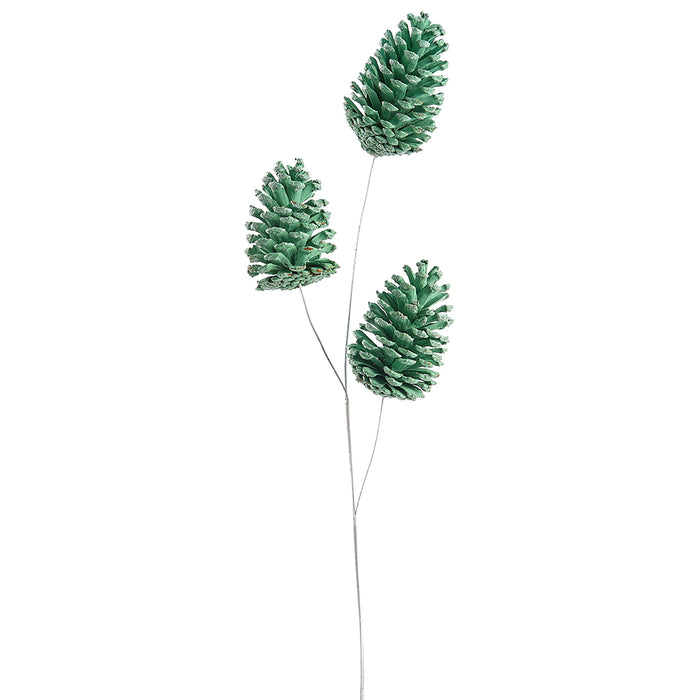 28" Artificial Pinecone Stem -Green (pack of 6) - XAS194-GR