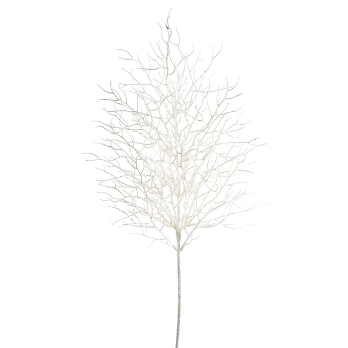 27.5" Glittered Artificial Plastic Twig Stem -White (pack of 6) - XAS219-WH