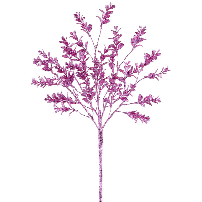 21" Glittered Artificial Mini Boxwood Stem -Mauve (Pack of 12) - XAS238-MV
