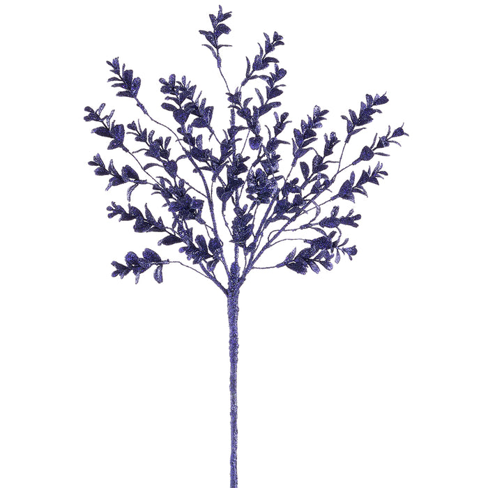 21" Glittered Artificial Mini Boxwood Stem -Purple (Pack of 12) - XAS238-PU