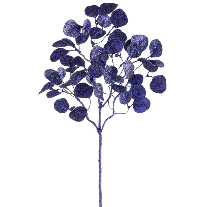 23" Glittered Artificial Eucalyptus Leaf Stem -Purple (Pack of 12) - XAS242-PU
