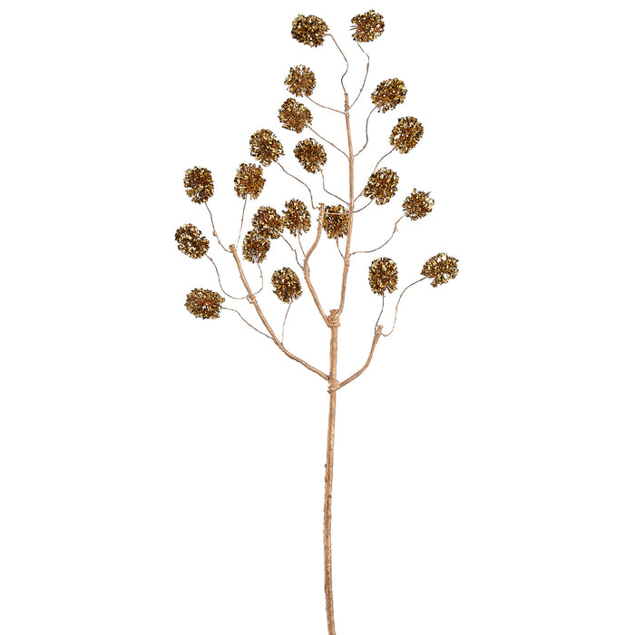 24" Glittered Artificial Pompon Stem -Gold (Pack of 12) - XAS252-GO