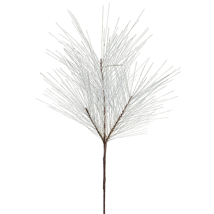 28" Flocked Long Needle Pine Artificial Stem -Green/Snow (Pack of 12) - XAS283-GR/SN