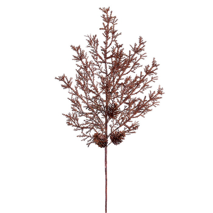 32" Artificial Juniper Leaf & Pinecone Stem -Copper (pack of 12) - XAS287-CP