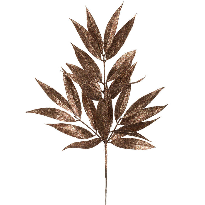 23" Glittered Artificial Willow Leaf Stem -Bronze (Pack of 24) - XAS290-BZ