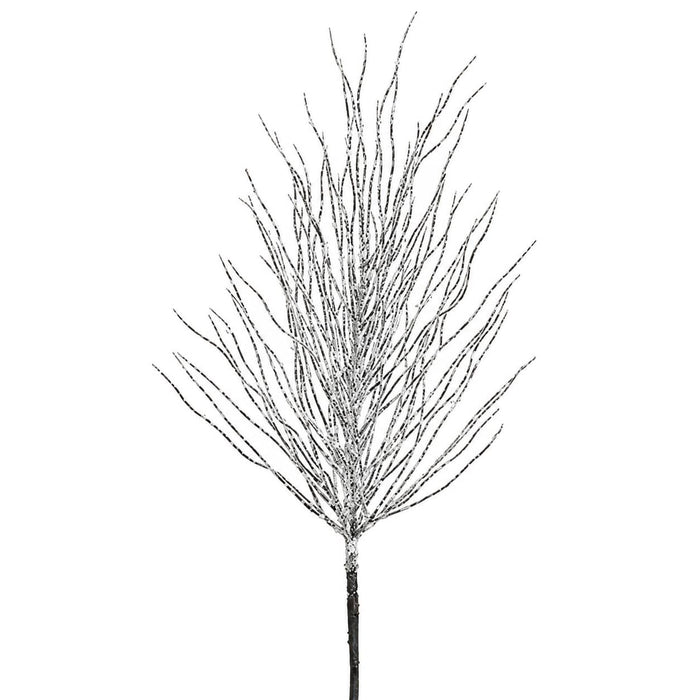 26" Glittered Artificial Plastic Twig Stem -White (Pack of 12) - XAS321-WH
