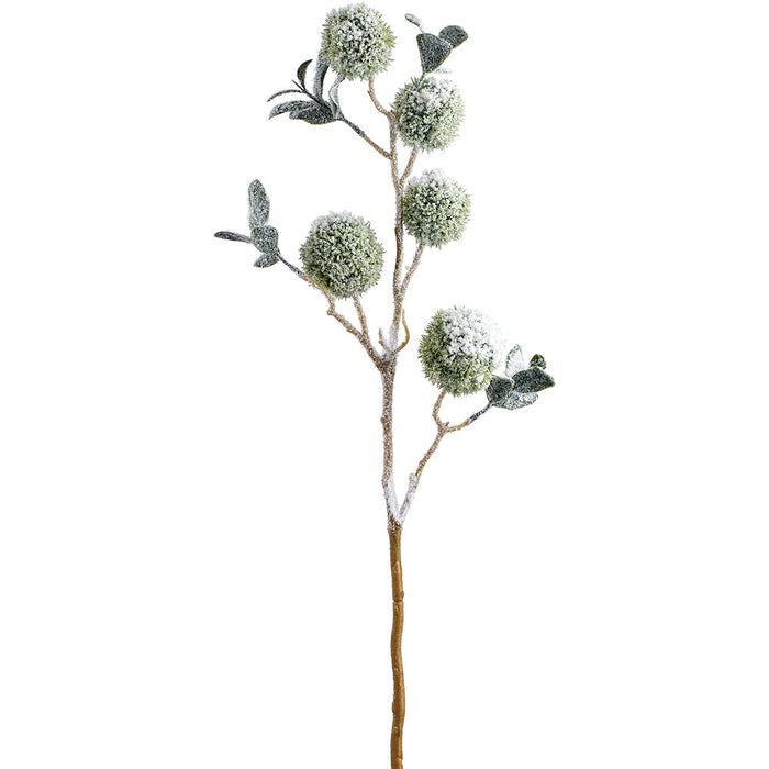 33" Flocked Artificial Chestnut Twig Stem -Green/White (Pack of 12) - XAS363-GR/WH