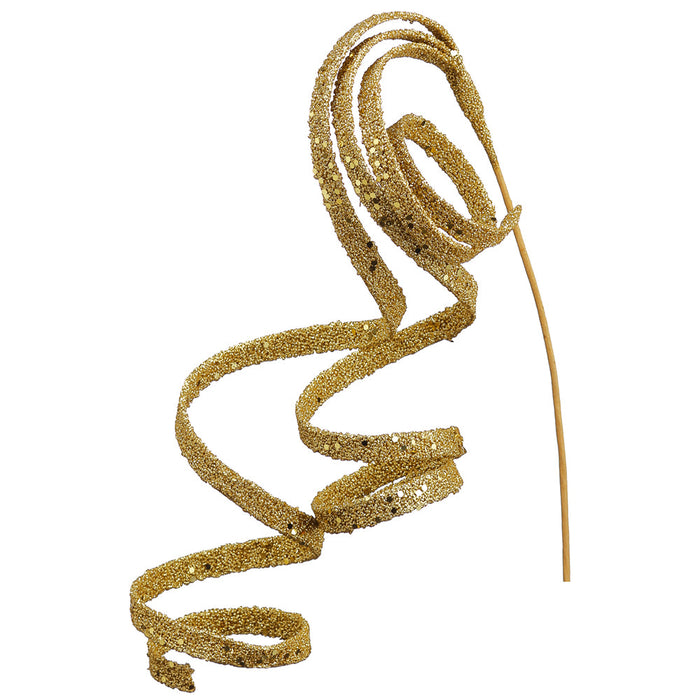 23" Hanging Glittered Artificial Curly Stem -Gold (Pack of 36) - XAS421-GO