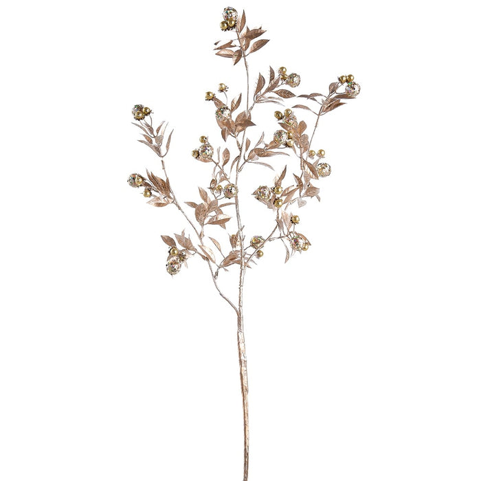 30" Glittered Artificial Berry Stem -Gold (pack of 12) - XAS458-GO