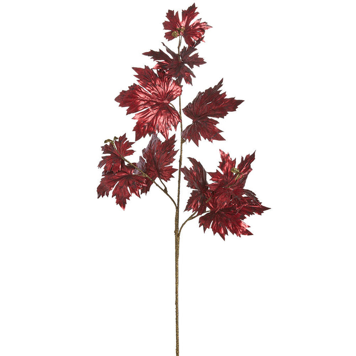 38" Metallic Artificial Magnolia Leaf Stem -Burgundy (pack of 12) - XAS469-BU