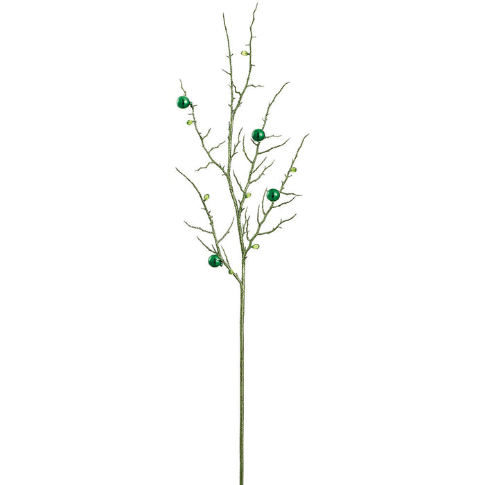 48" Glittered Artificial Ball & Twig Stem -Green (Pack of 12) - XAS471-GR