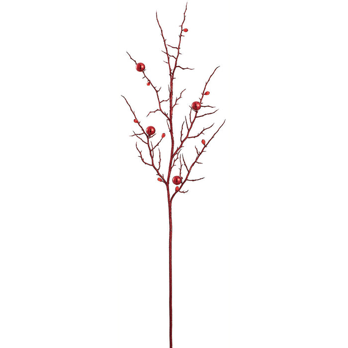 48" Glittered Artificial Ball & Twig Stem -Red (Pack of 12) - XAS471-RE