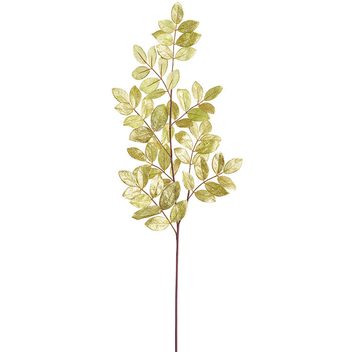 33" Glittered Artificial Ficus Leaf Stem -Green (Pack of 12) - XAS476-GR
