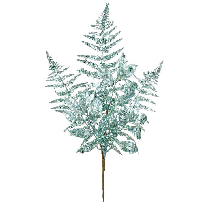 29" Sequin Artificial Leaf Stem -Turquoise (Pack of 12) - XAS492-TQ