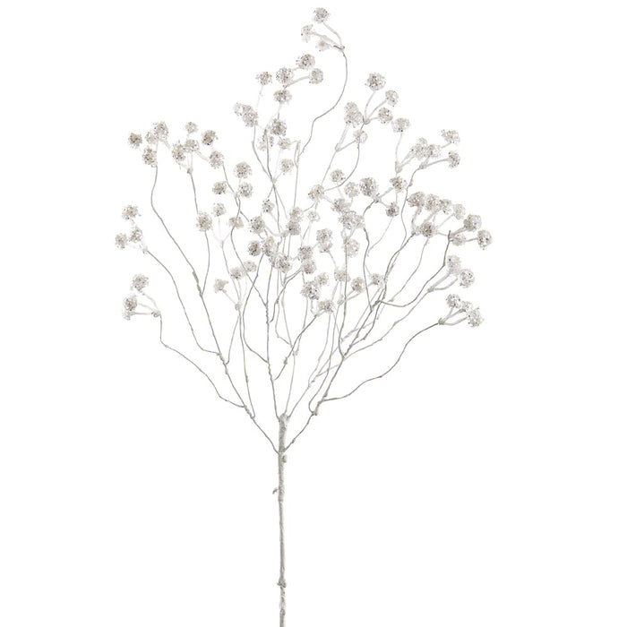 24" Glittered Artificial Mini Pinecone Stem -White (pack of 12) - XAS524-WH