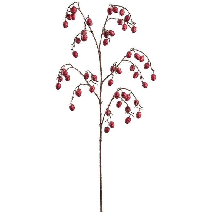 35" Plastic Pinecone Artificial Twig Stem -Burgundy (Pack of 12) - XAS547-BU