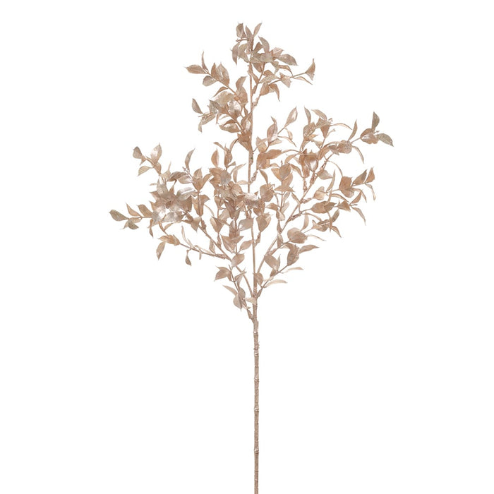 27.5" Glittered Artificial Ruscus Leaf Stem -Champagne (Pack of 24) - XAS549-CN