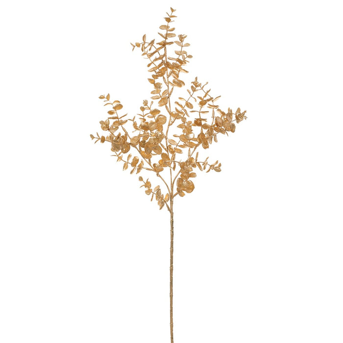26" Glittered Artificial Eucalyptus Leaf Stem -Gold (Pack of 24) - XAS550-GO