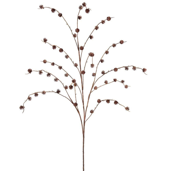 46" Plastic Pinecone Artificial Twig Stem -Brown (Pack of 12) - XAS554-BR