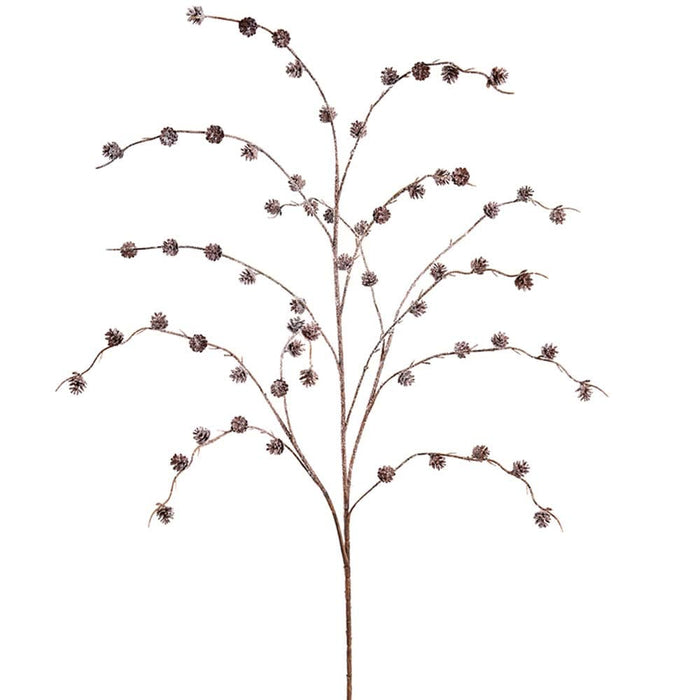 46" Glittered Plastic Pinecone Artificial Twig Stem -Brown (Pack of 12) - XAS559-BR