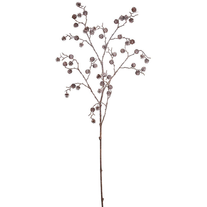 35" Glittered Plastic Pinecone Artificial Twig Stem -Brown (Pack of 12) - XAS579-BR