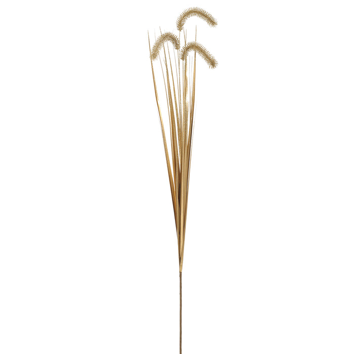 48" Glittered Artificial Cattail Grass Stem -Gold (Pack of 12) - XAS608-GO